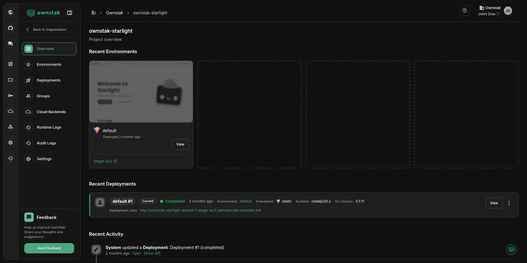 OwnStak Console Interface Background